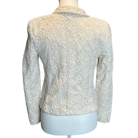 Ann Taylor LOfT cream crocheted blazer open front - Picture 2 of 4
